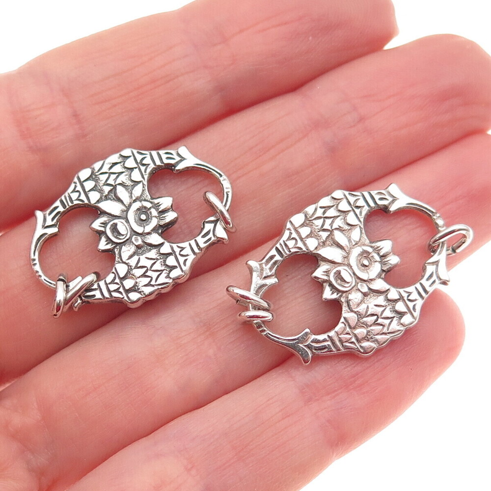 PERUZZI 925 Sterling Antique Art Deco SET of 2 Floral Bracelet / Necklace Parts